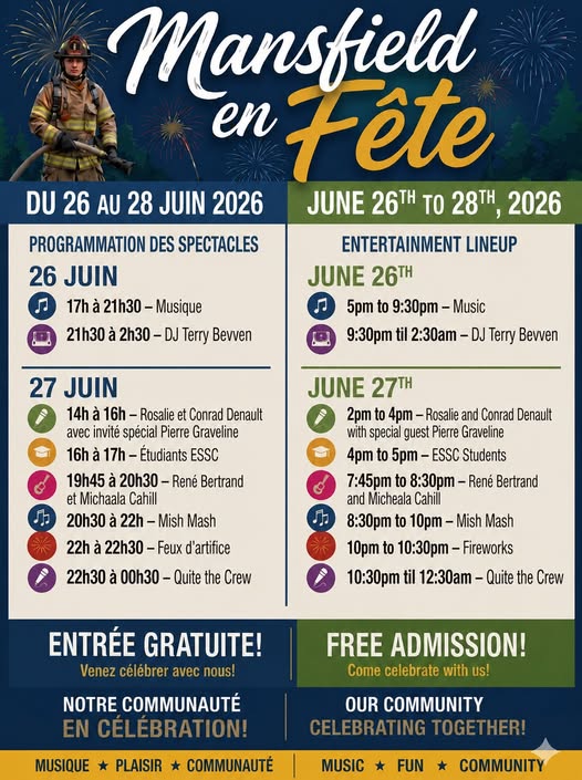 Mansfield en Fete entertainment lineup poster
